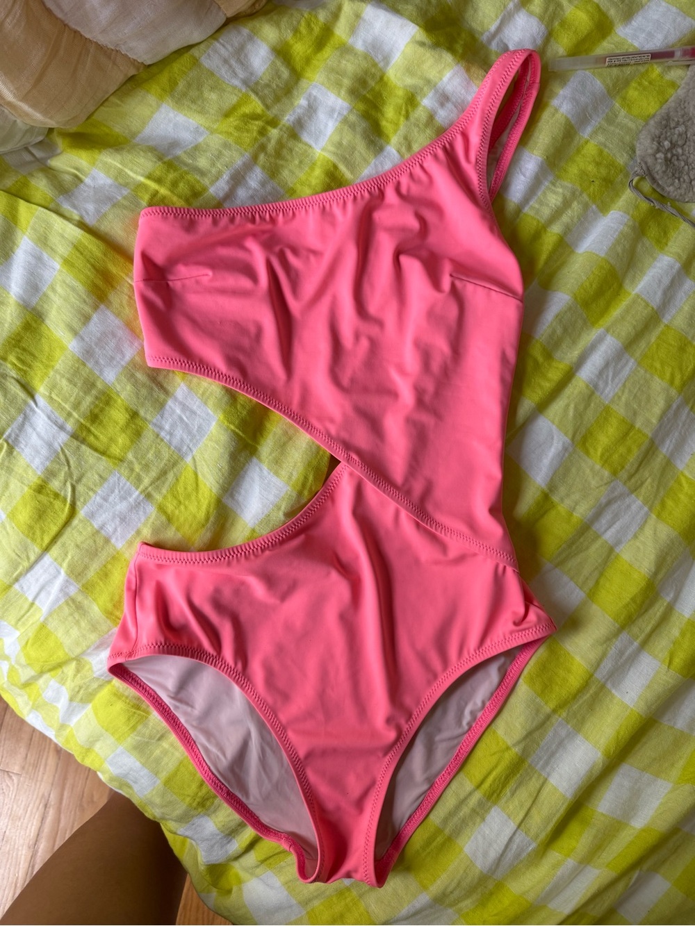 Girls One-Shoulder Cutout One-Piece Swimsuit - Pink